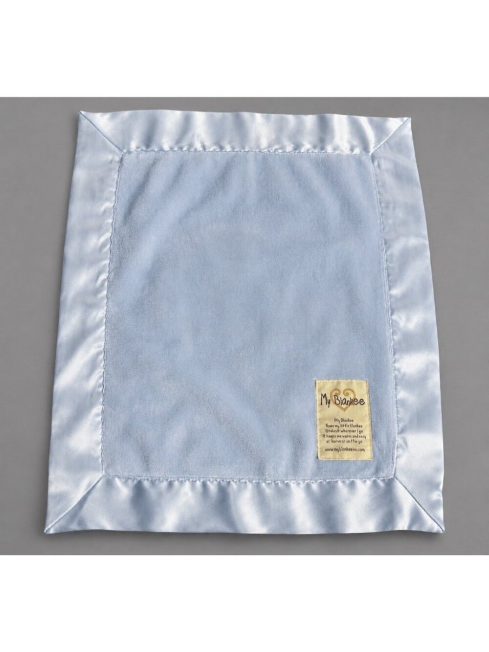 MY BLANKEE Light Blue Baby Security Blanket Lovey Velour Satin Trim/Binding